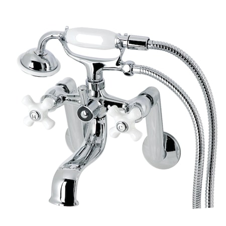 Kingston Brass Tub Wall Mount Clawfoot Tub Faucet with Hand Shower, Polished Chrome KS229PXC